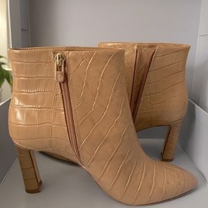 Antonio Melani Stazie Croc Embossed Sandy Nude Ankle Boots